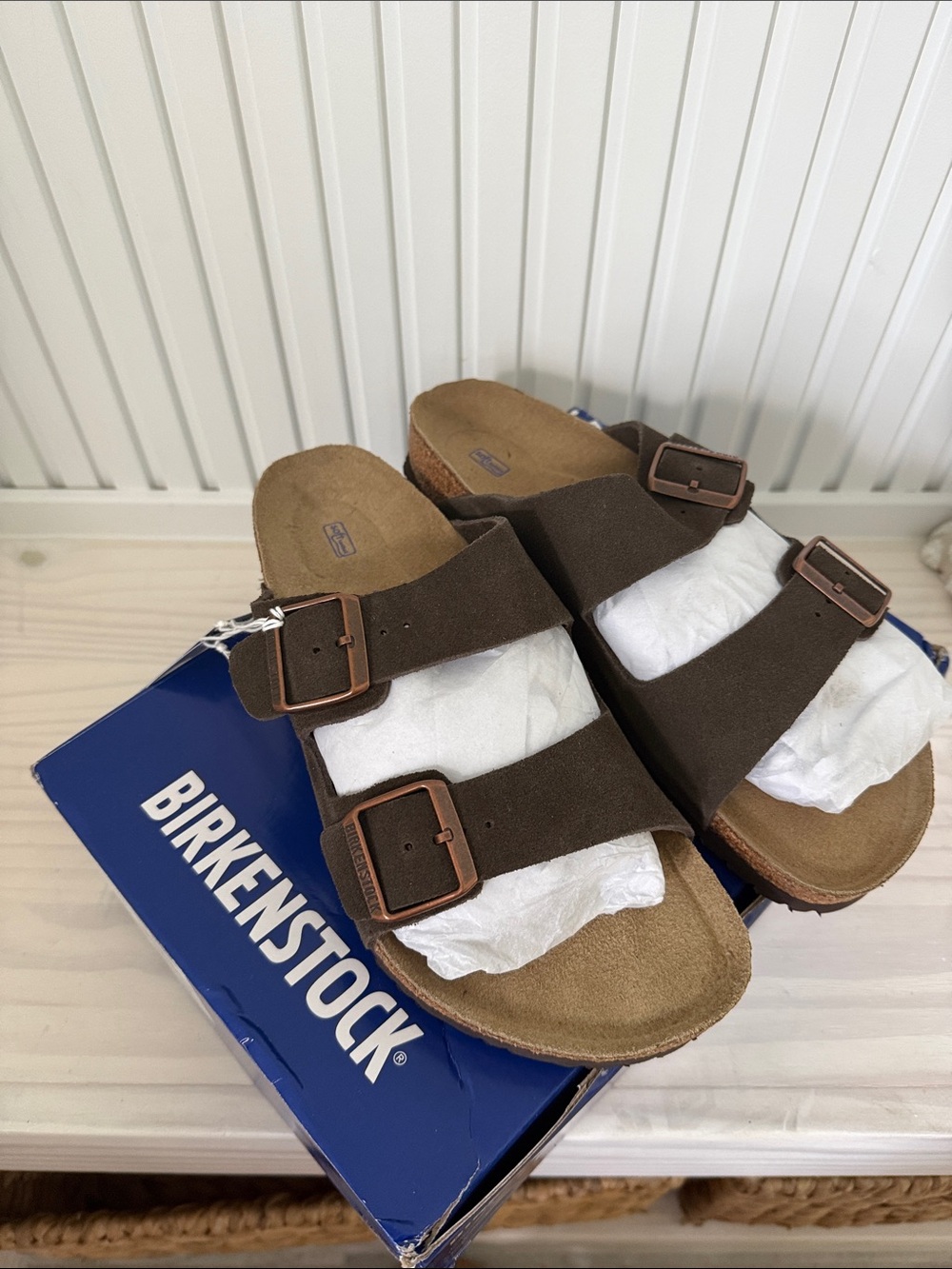 Men’s Birkenstocks Double strap Brown Leather Size 41